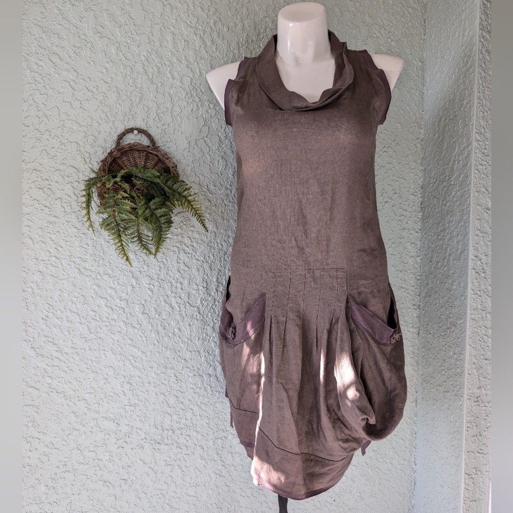 Animal Lagenlook Asymmetrical Grey Size Small Oversized Dress 10
